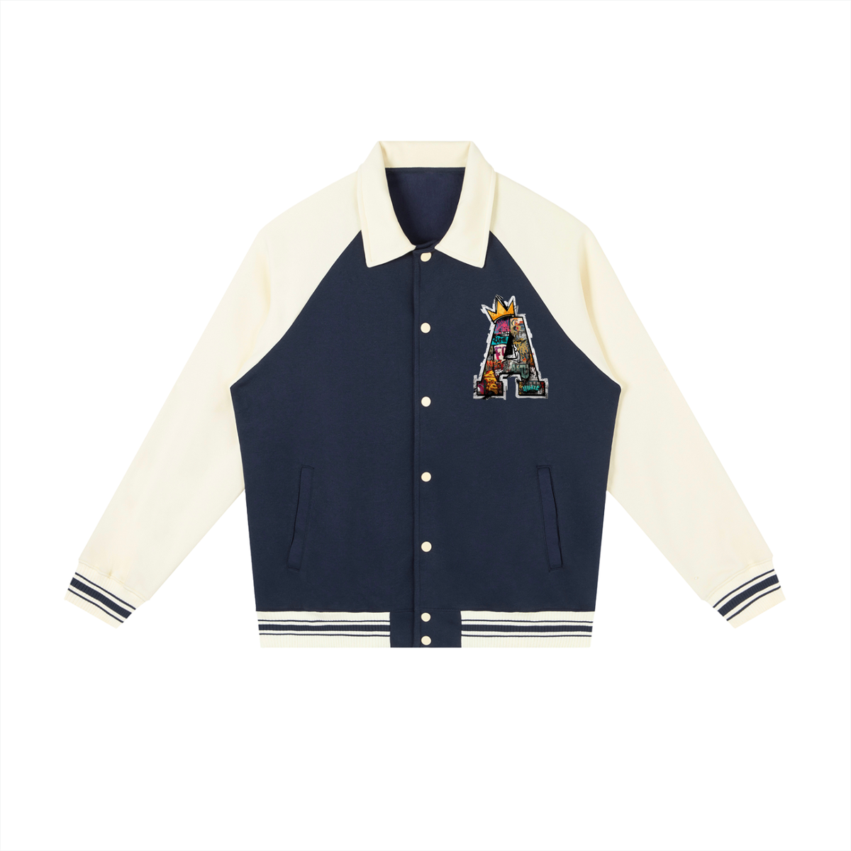 Contrast Raglan Sleeve Baseball Jacket