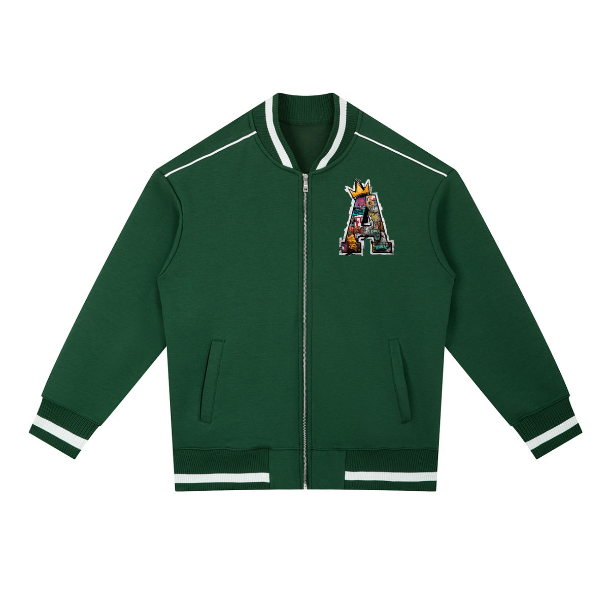 Contrast Piping Zip Bomber Jacket