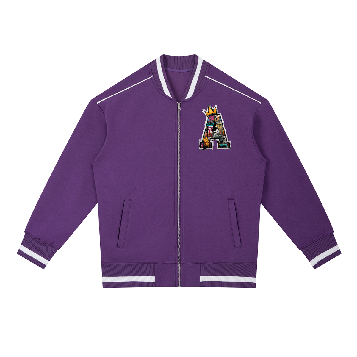 Contrast Piping Zip Bomber Jacket