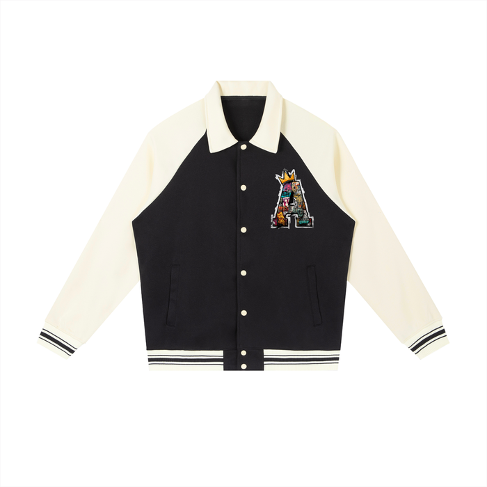 Contrast Raglan Sleeve Baseball Jacket