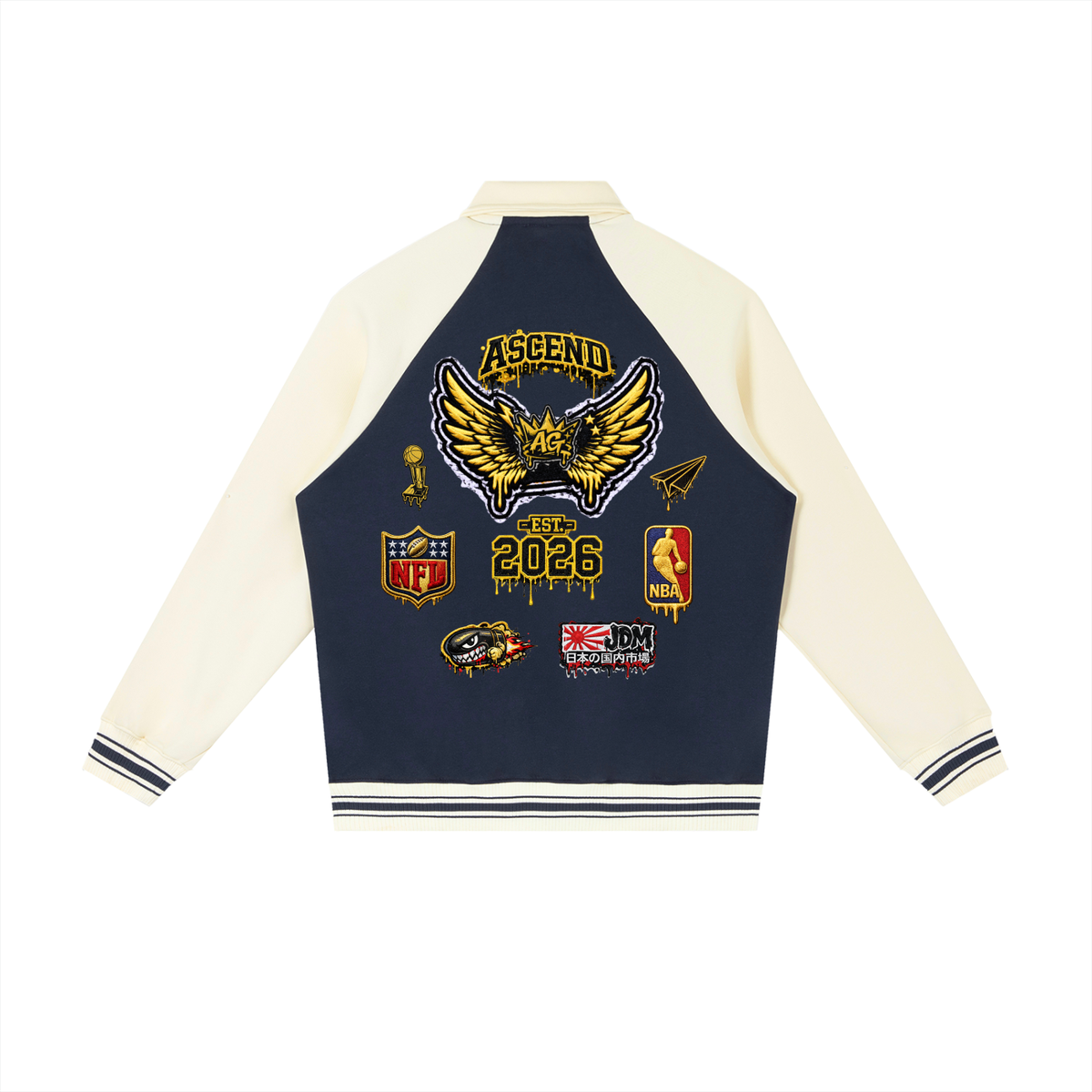 Contrast Raglan Sleeve Baseball Jacket
