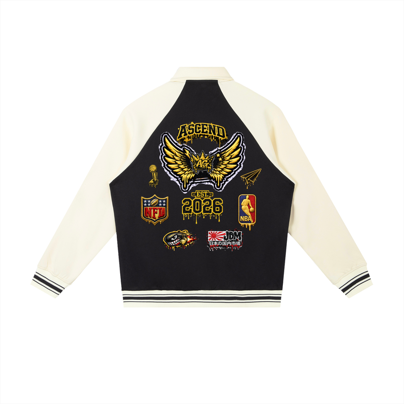 Contrast Raglan Sleeve Baseball Jacket